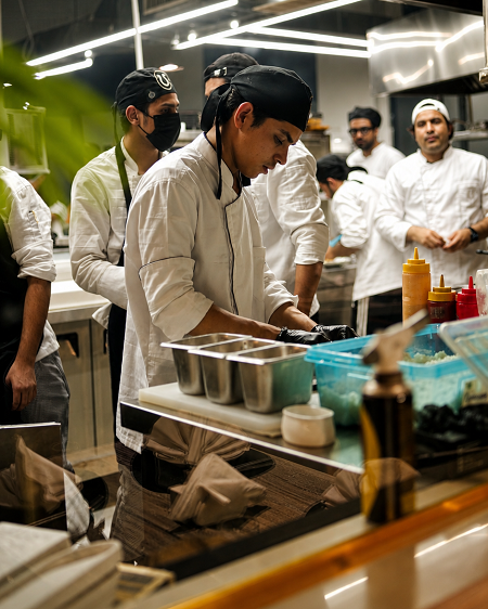 Electric kitchen in action